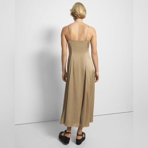 NWT Theory Cami Volume Mesa Crushed Satin Midi dress size 6 - Picture 2 of 16